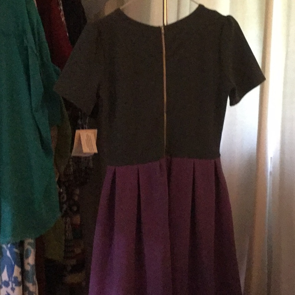 NWT LulaRoe Amelia Dress Small Gray & Purple